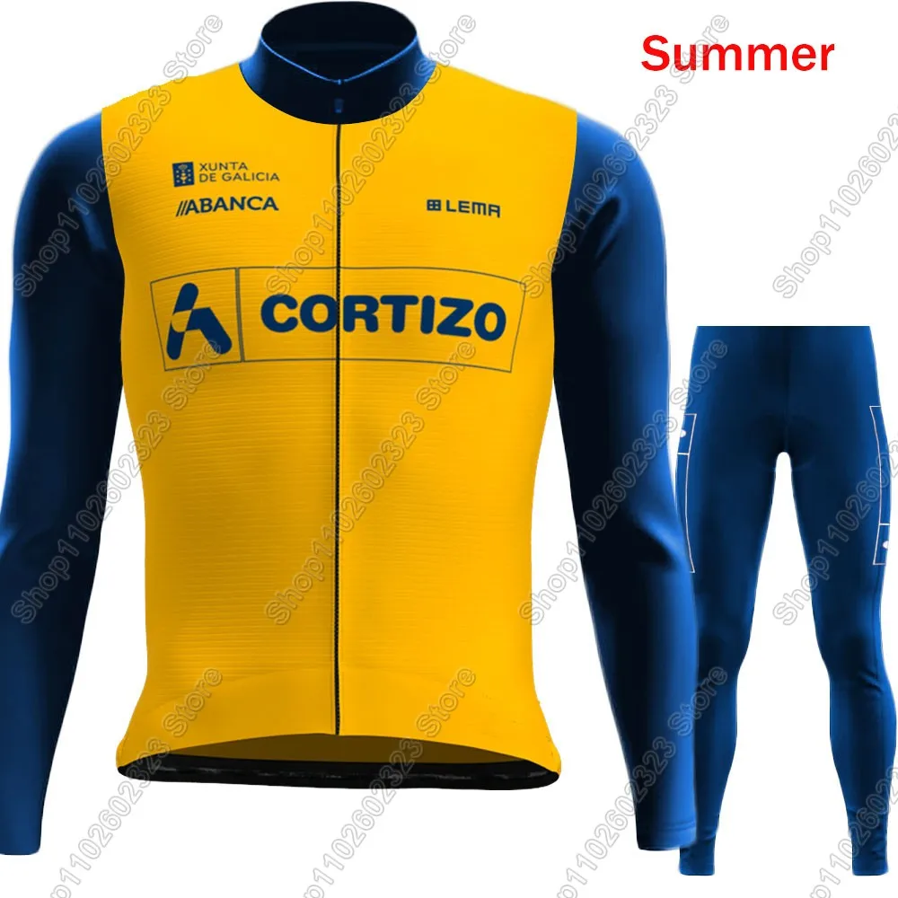 Equipo Cortizo Team 2025 طقم جيرسي لركوب الدراجات ملابس إسبانيا بدلة صيفية شتوية بأكمام طويلة سراويل الطريق للدراجة الجبلية مريلة Ropa Ciclismo #5