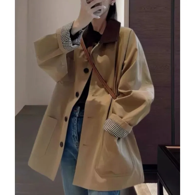 

Новинка: Женское повседневное пальто на одной пуговице, свободного кроя, для отдыха, модное, весна-осень, универсальное, с цветовыми блоками, стильный женский топ