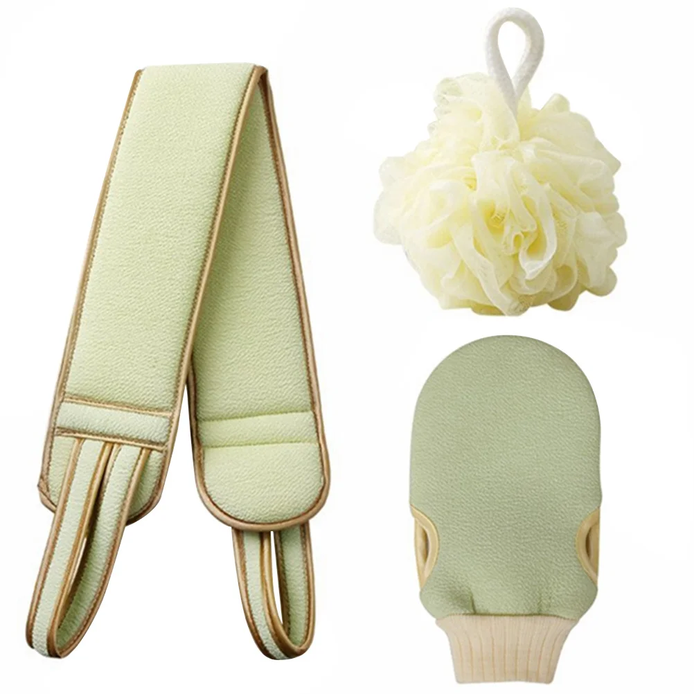 1 مجموعة حمام فرك الظهر منشفة عدة الضوء الأخضر سماكة حزام طويل دش الغسيل مجموعة للتنظيف العميق الجسم تقشير كرة استحمام #6