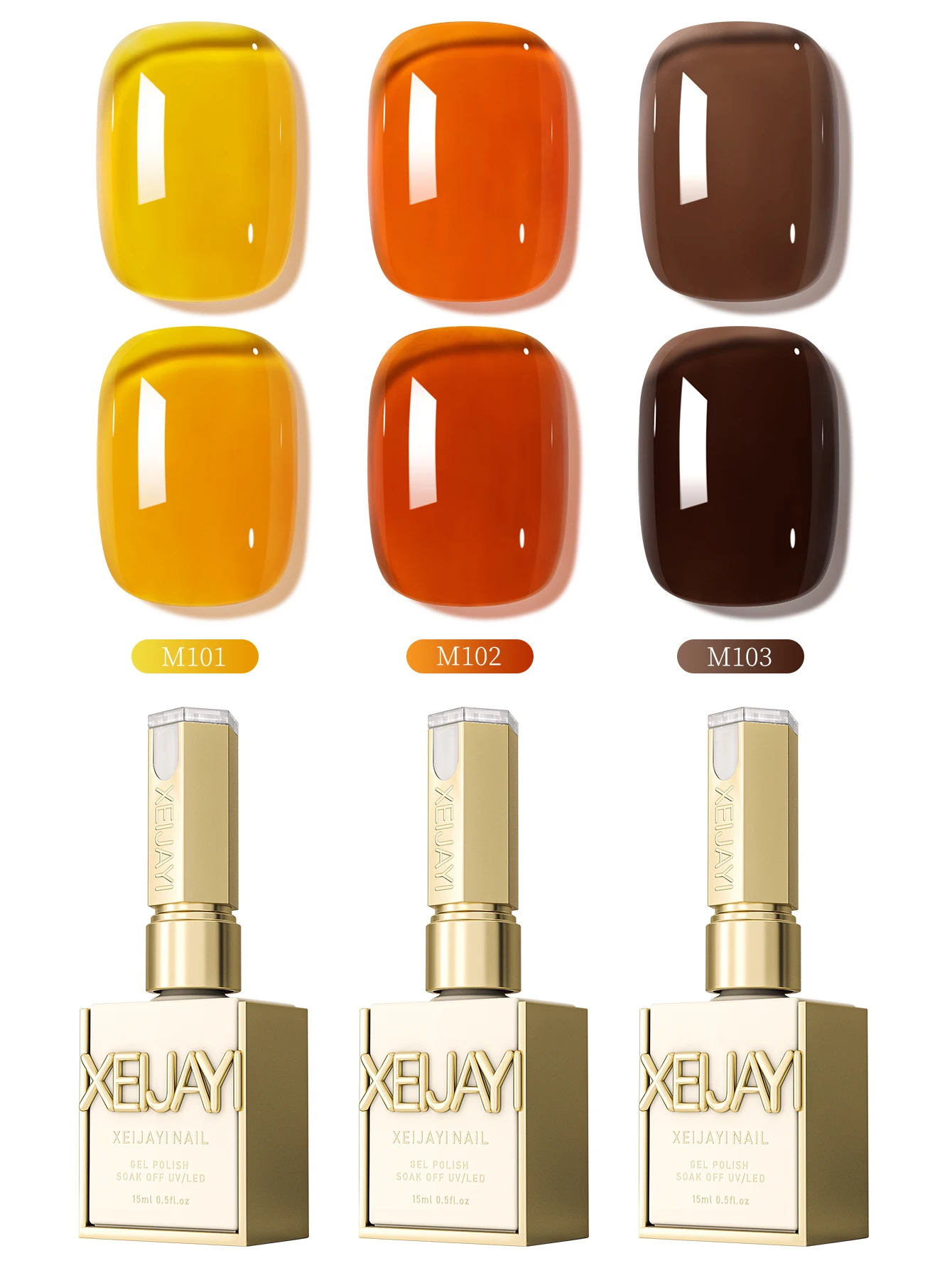 XEIJAYI 3Pcs 15ML Amber Orange Nail Gel Set Semi Permanent Nail Art Soaking UV LED Nail Salon DIY Nail Salon Gel