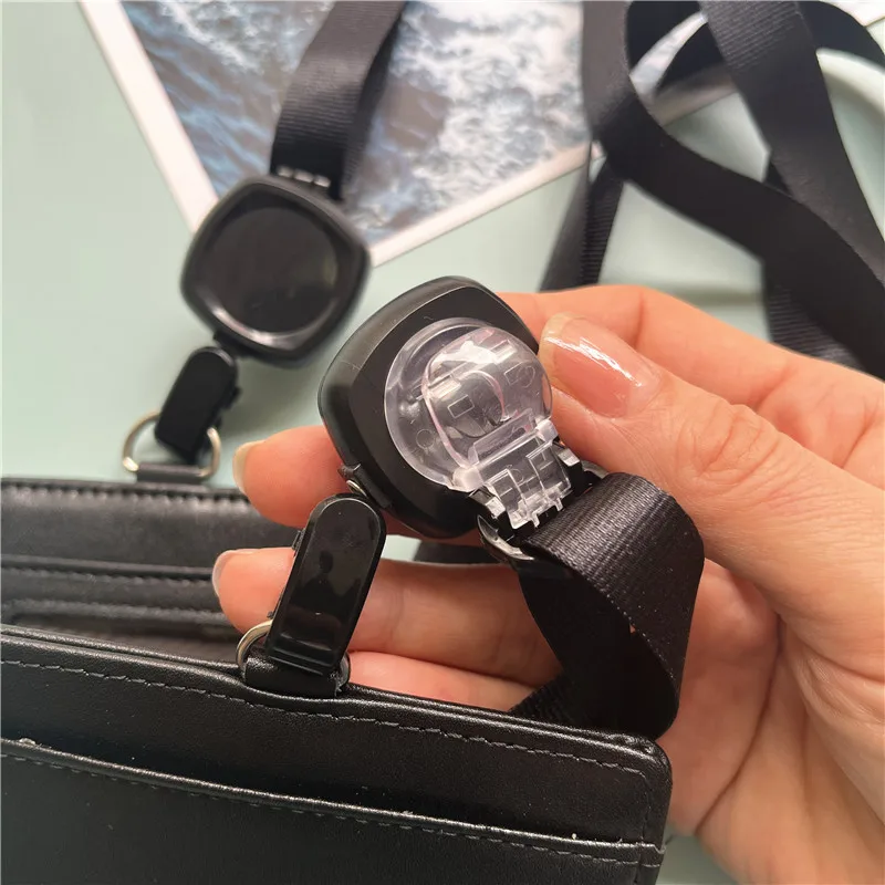 حامل أوراق الاعتماد قابل للسحب، حامل بطاقات من الجلد الطبيعي، قلادة للبطاقات، حبل قابل للتعديل، لوازم حامل بكرة معرف الموظف