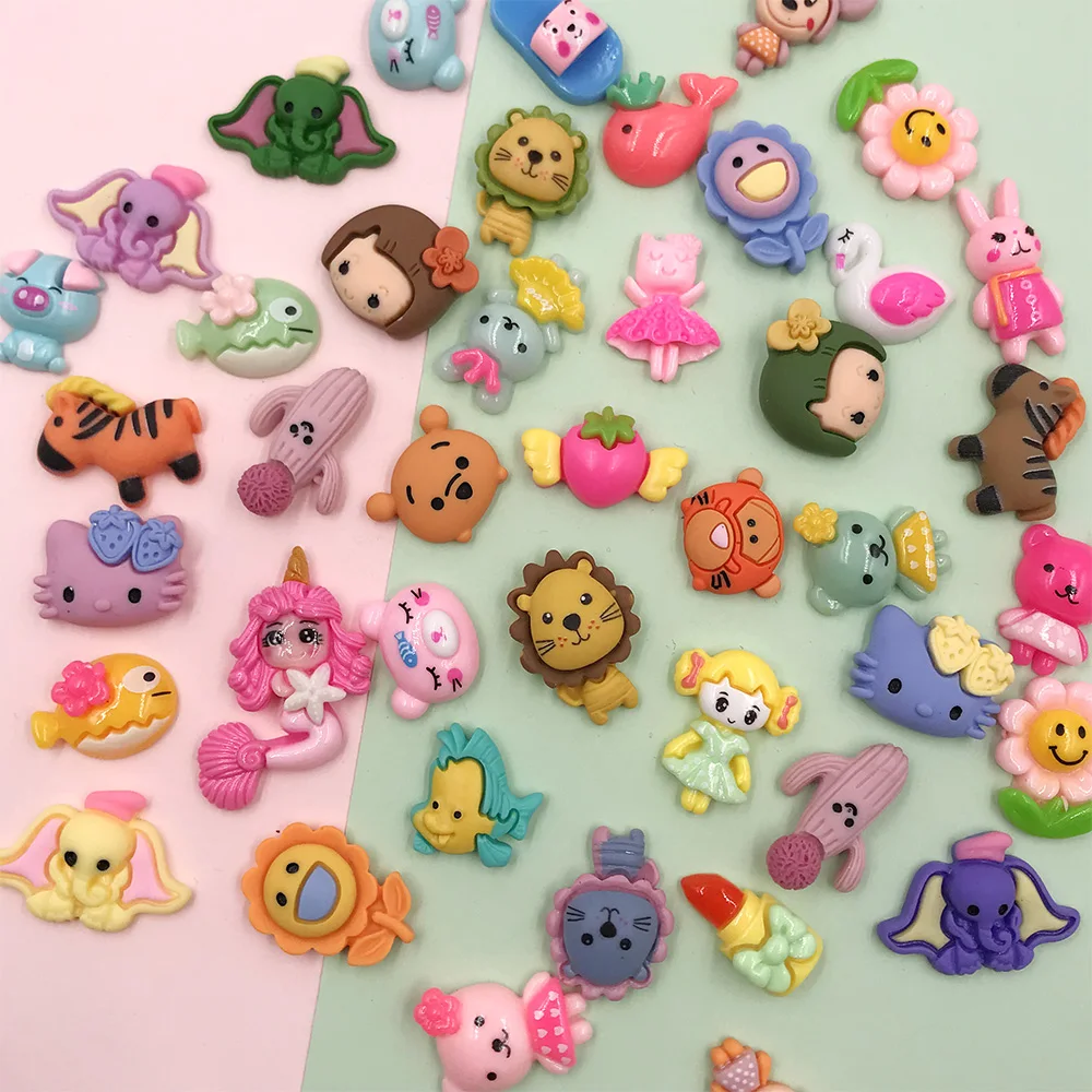 20Pcs Lucky Bag Mixed Style Dessert Candy Animals Flat back Resin Cabochon Kawaii Accessories DIY Hair Ornaments Jewelry Craft