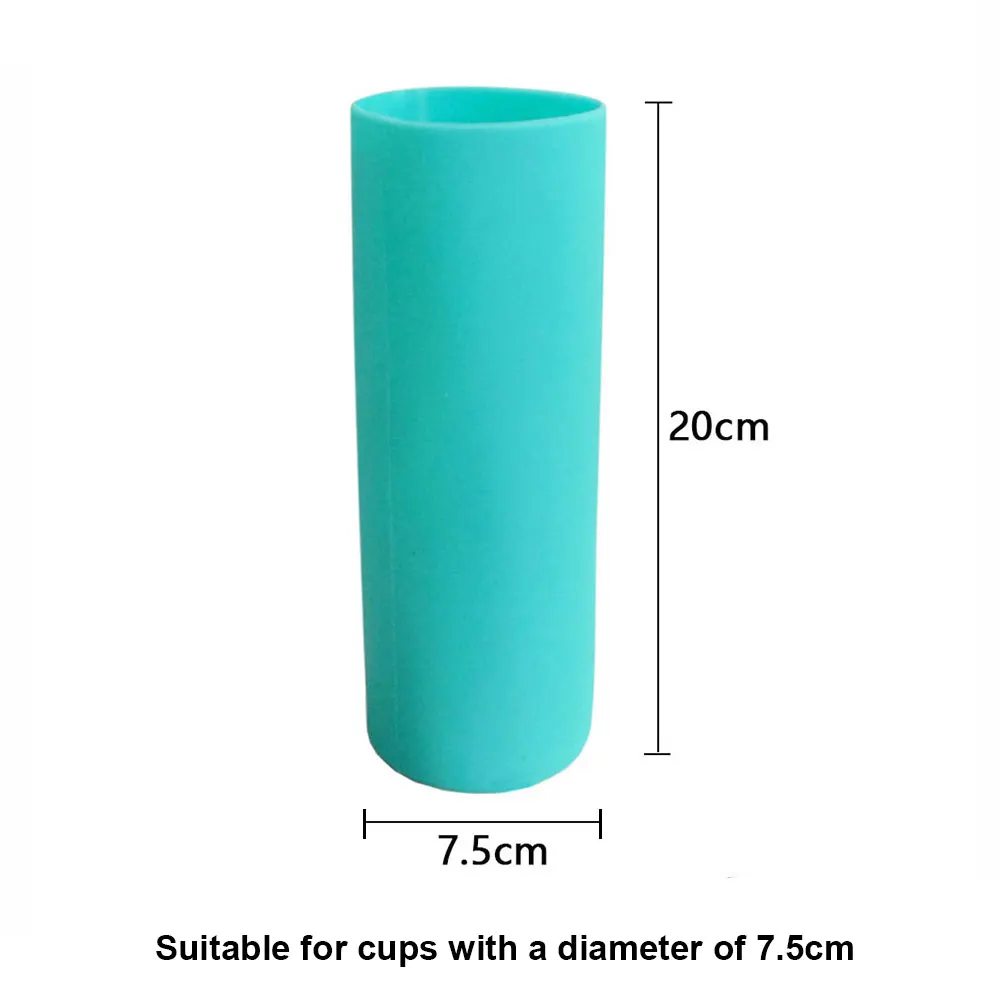 Silicone Anti Scalding Cup Cover, Garrafa de leite de vidro antiderrapante, Anti-Falling Protective Cover, Alta 20cm de diâmetro 7.5cm