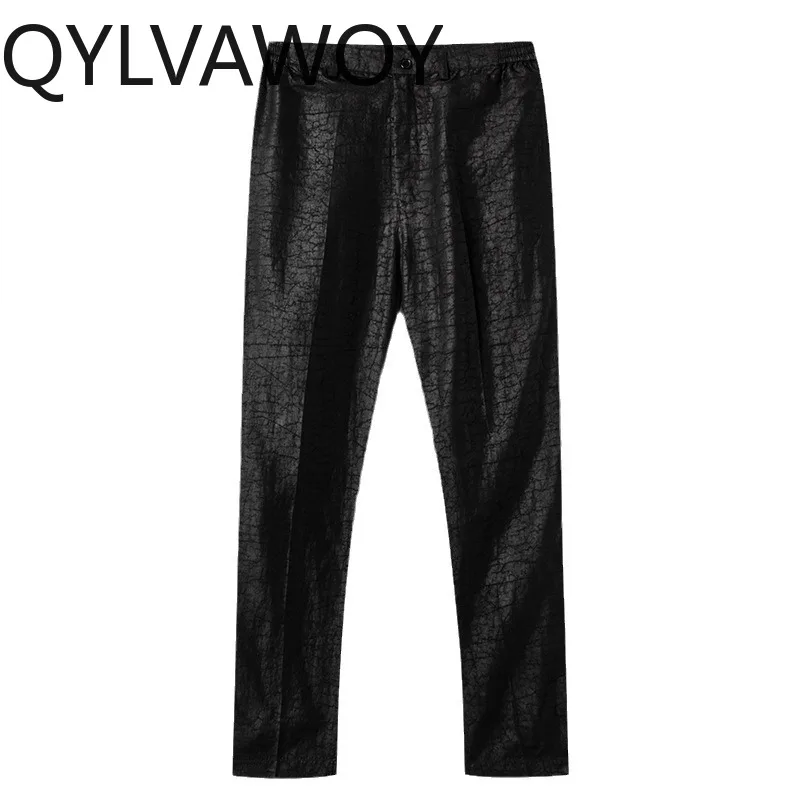 

QYLVAWOY 100% натуральные шелковые брюки из тутового шелкопряда для мужчин, тонкие мужские брюки Xiangyunsha, прямые черные брюки, высококачественные повседневные брюки