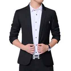 BROWON 2026 New Spring Autumn Men Suit Jacket Mens Korean Slim Fit Solid Color Smart Casual Work Clothing Men's Suits Blazers