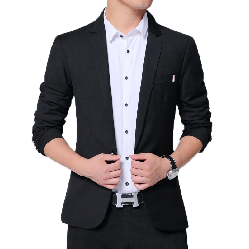 BROWON 2026 Nowa Wiosenno-Jesienna Marynarka Męska Koreański Krój Slim Fit Jednolity Kolor Elegancki Casual Odzież Robocza Garnitury Męskie Blezer