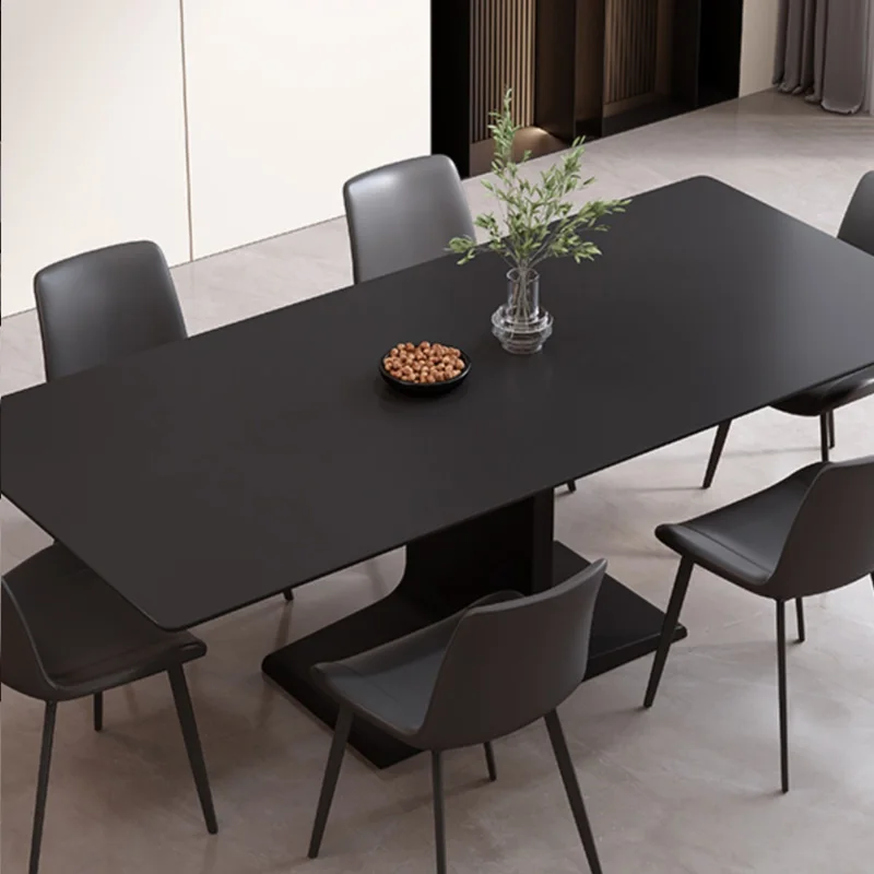 

Design Black Dining Table New Classic Hotel Lobby Center Floor Dining Tables Onement Rectangle Mesa Comedor Library Furnitures