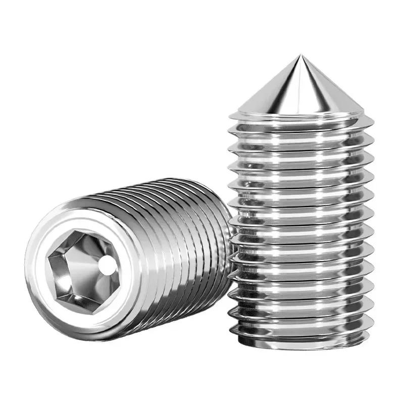 Din914 304 Stainless Steel Grub Screws Cone Point Hexagon Hex Socket Set Screws