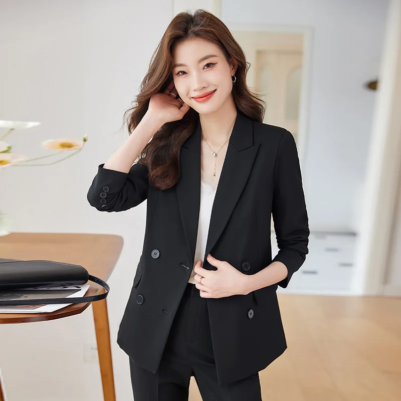 

Autumn Winter Formal Pantsuits for Women Business Work Wear Suits Female Career Interview Professional Blazers Outfits Set