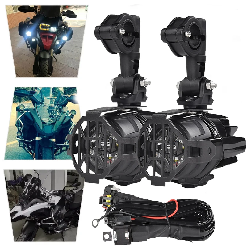 Motorcycle Fog Light LED Lamp Assembly For BMW R1200GS F800GS F700GS F650 K1600 Auxiliary Lights Bracket Holder Cover Wire