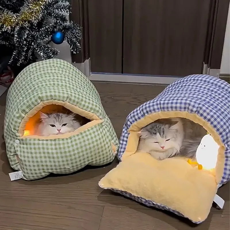 Cama nido cálida semi-cerrada para gatos y perros pequeños, saco - imagen 2