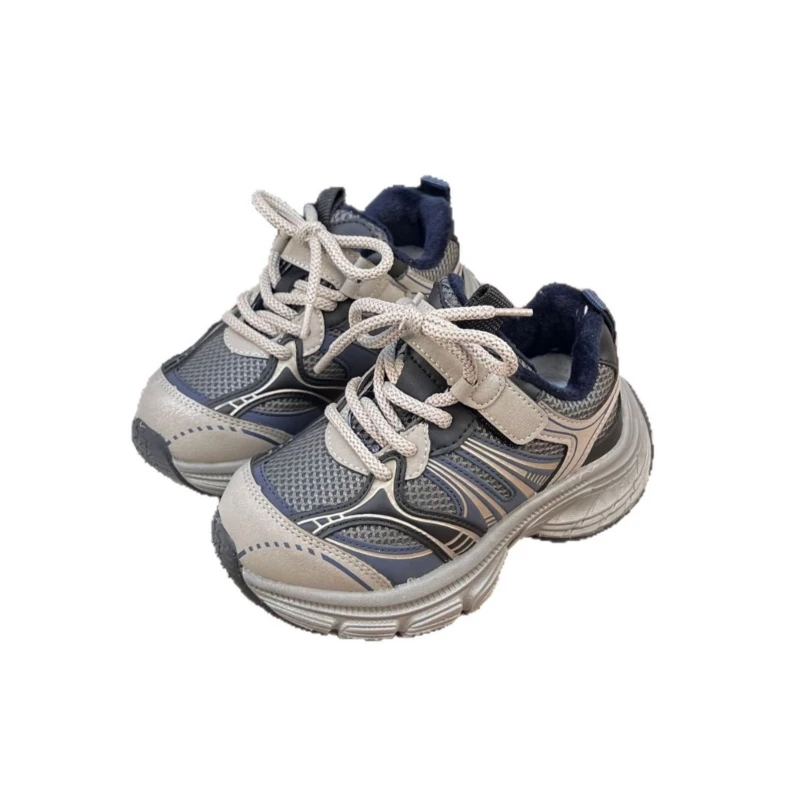 

Универсальная спортивная обувь для маленьких студентов, новые зимние детские легкие кроссовки из микрофибры для мальчиков и девочек на флисовой подкладке