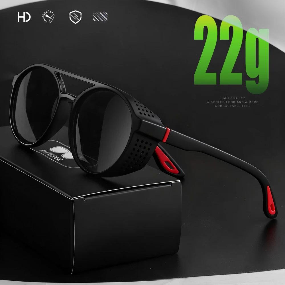 Steampunk Sunglasses Polarized Sports sun glasses for Men Women; Round Running Glasses for Fishing Driving; Vintage