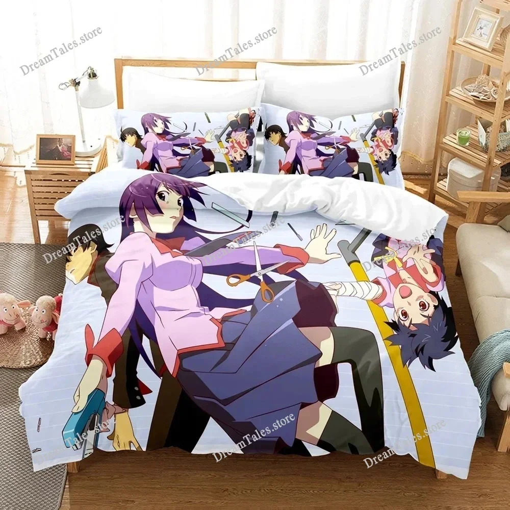 

New 3D Print Monogatari Series Bedding Set Anime Araragi Koyomi Duvet Cover Double Twin Full Queen King Adult Kids Quilt Cover74