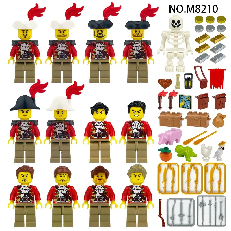 

2 pirate minifiguresM8210cross-borderwholesalechildren'sassemblyofsmallparticlesbuildingblock toys pig animal weapon accessories