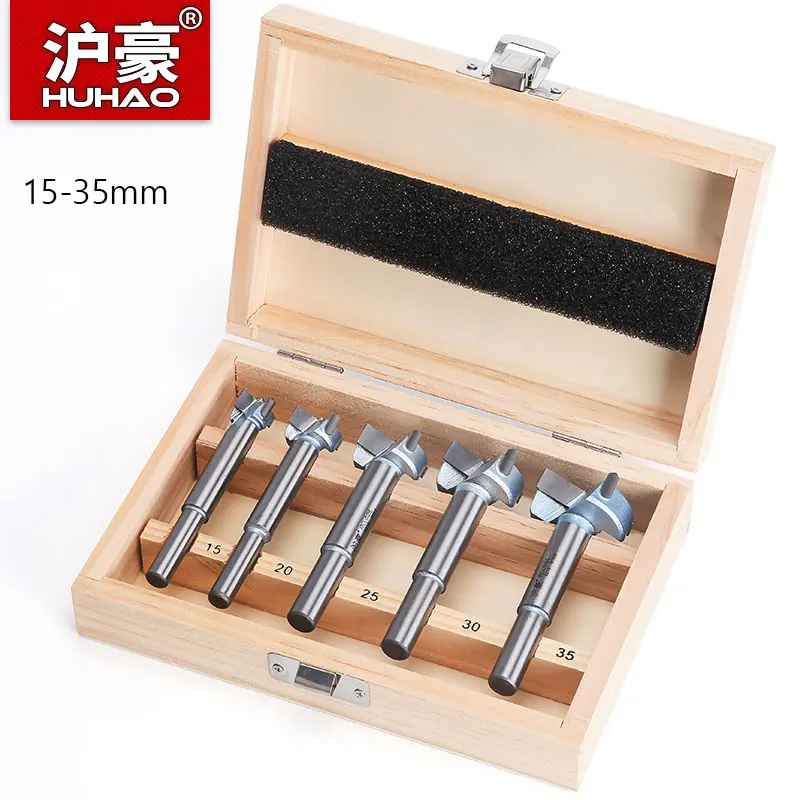 huhao-forstnerドリルビットキット、木材、木工工具、ホールソーセット、ヒンジボーリングドリルビット、超硬ドリルビット、15mmから35mm