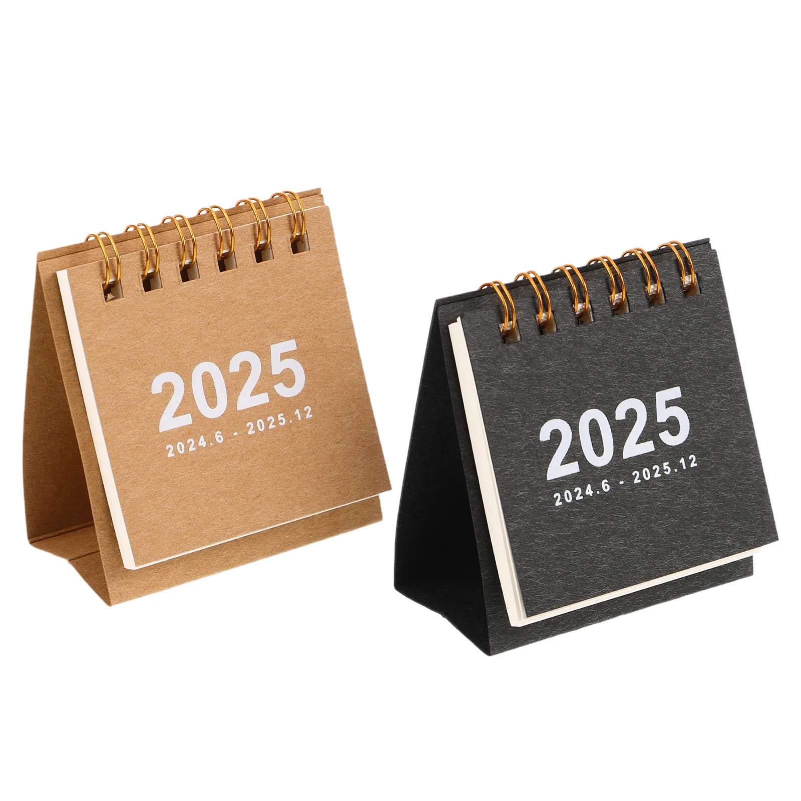 2 قطعة أجندة مكتبية صغيرة 2025 المدمجة سطح المكتب الوجه التقويم دوامة ملزمة السلس الكتابة الحبر-ورقة مكتب المنزل