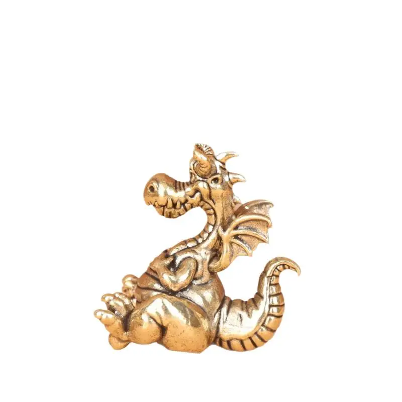 Vintage Messing Molliger Drache Miniatur-Statue Glücksbringer Dekorative Figuren Heimdekoration Ornamente Kunsthandwerk – Detail 5