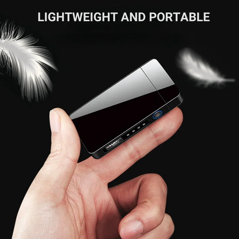 New Electric Pulse Dual Arc Lighter Outdoor Windproof LED Battery Display USB Rechargeable Lighter Cigarette Accessories