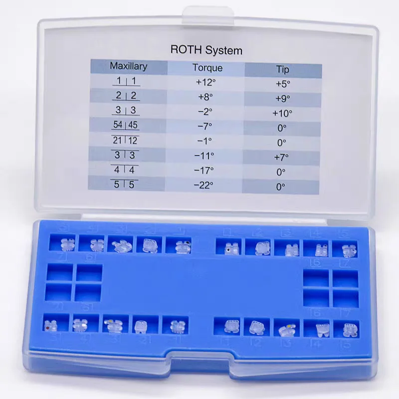 Staffe ortodontiche in ceramica dentale estetica materiali odontoiatrici trasparenti staffa in ceramica ortodontica Roth MBT Slot 0.022 345 ganci