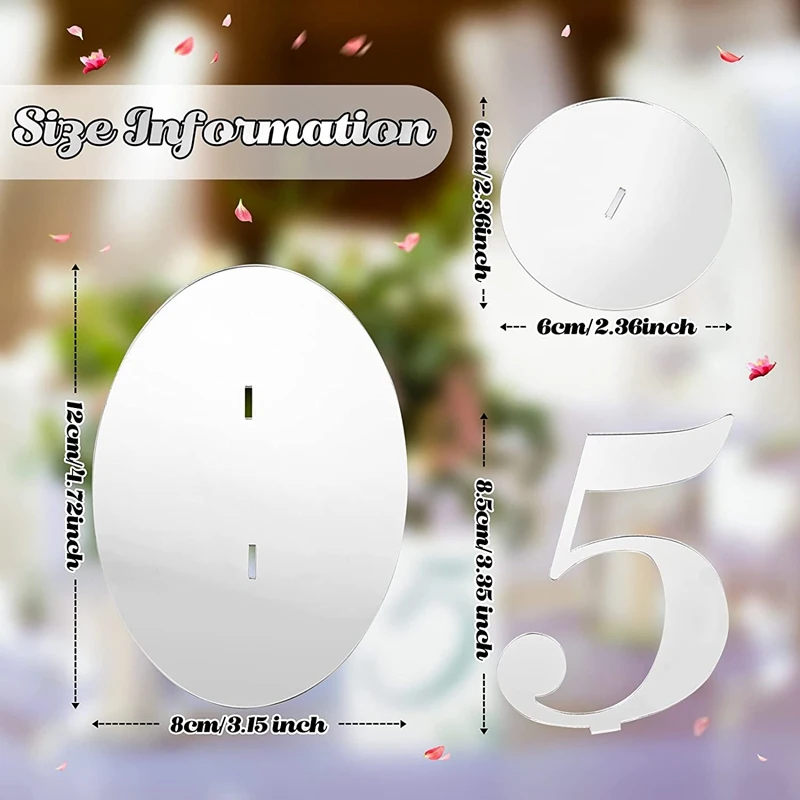 أرقام طاولة الاكريليك ، اللون الفضي ، لحفل الزفاف