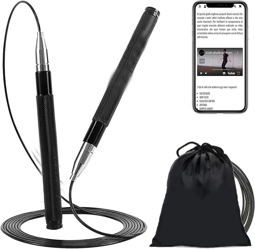 Fitness Portable Self Locking Adjustable Speed Skip Jump Rope with Aluminum Handle