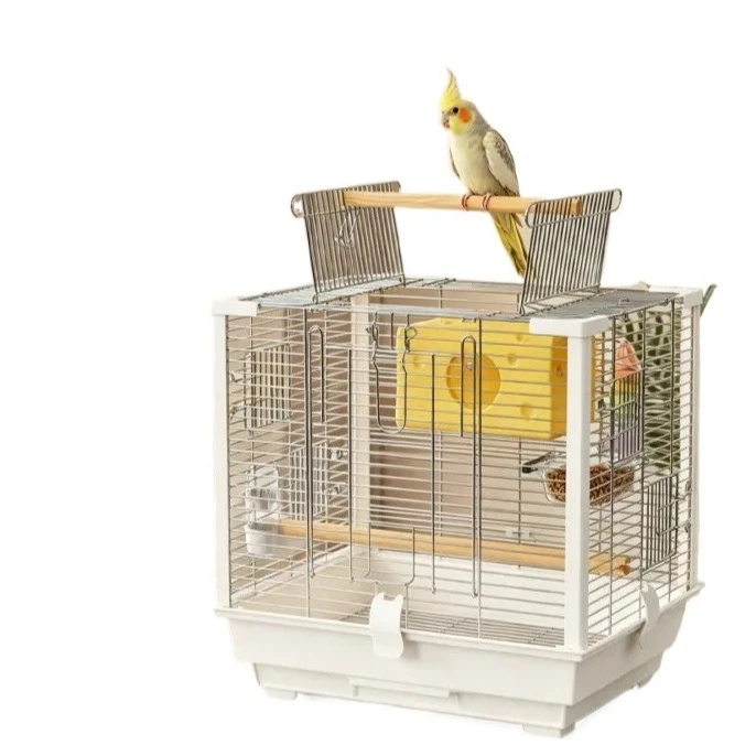 For Stainless Steel Parrot Cage Horizontal Bird Breeding Cage with Tiger Skin Pattern Easy to Clean Splash Proof Household