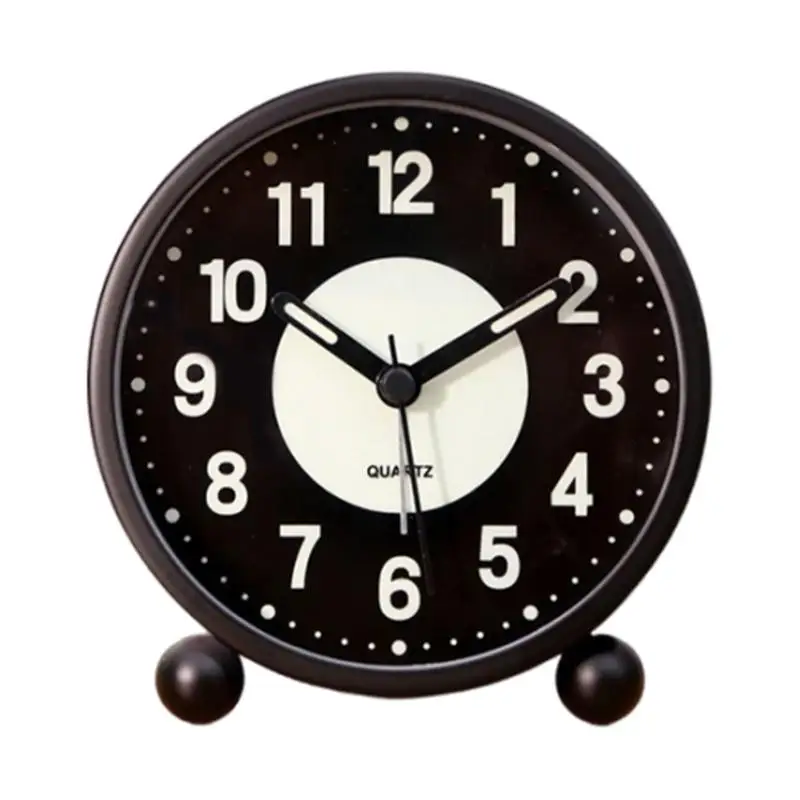 Reloj despertador con esfera Retro nocturna, con doble campana sin tictac, despertador de noche Simple y moderno para decoración para dormitorio y sala de estar
