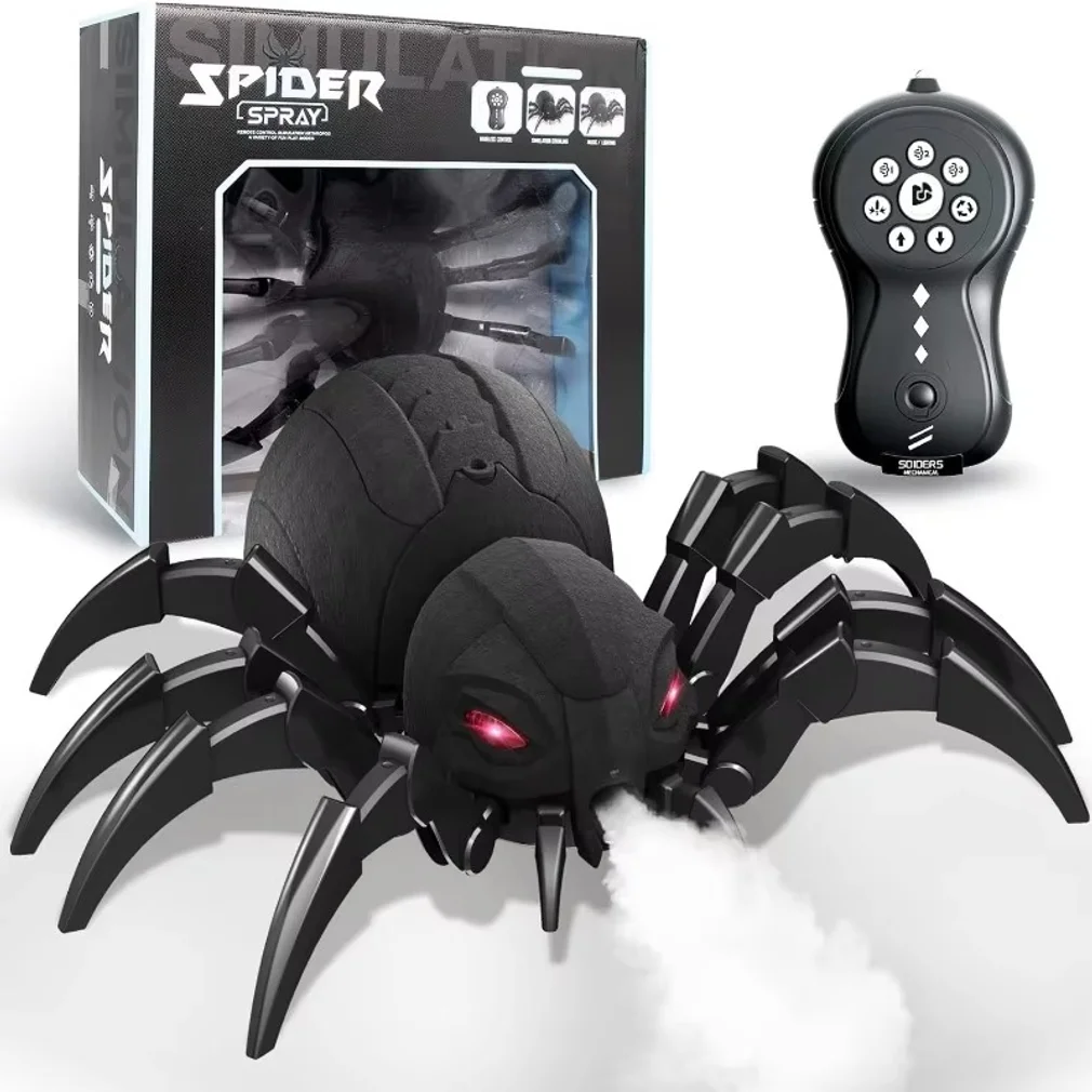 RC Spider Robot Remote Control Spider Toys with Spray/Light/Music Gifts for 6 -12 Year Old Boys Halloween Easter Toys for Kids
