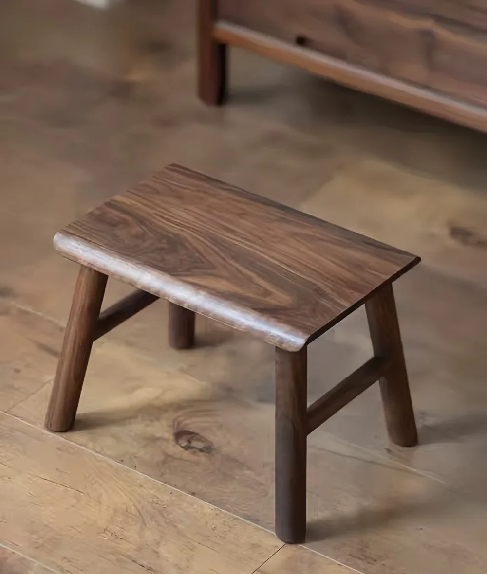 

Black Walnut Solid Wood Foot Stool, Rectangular Low Stool for Kids & Adults, Bathroom/Living Room Use