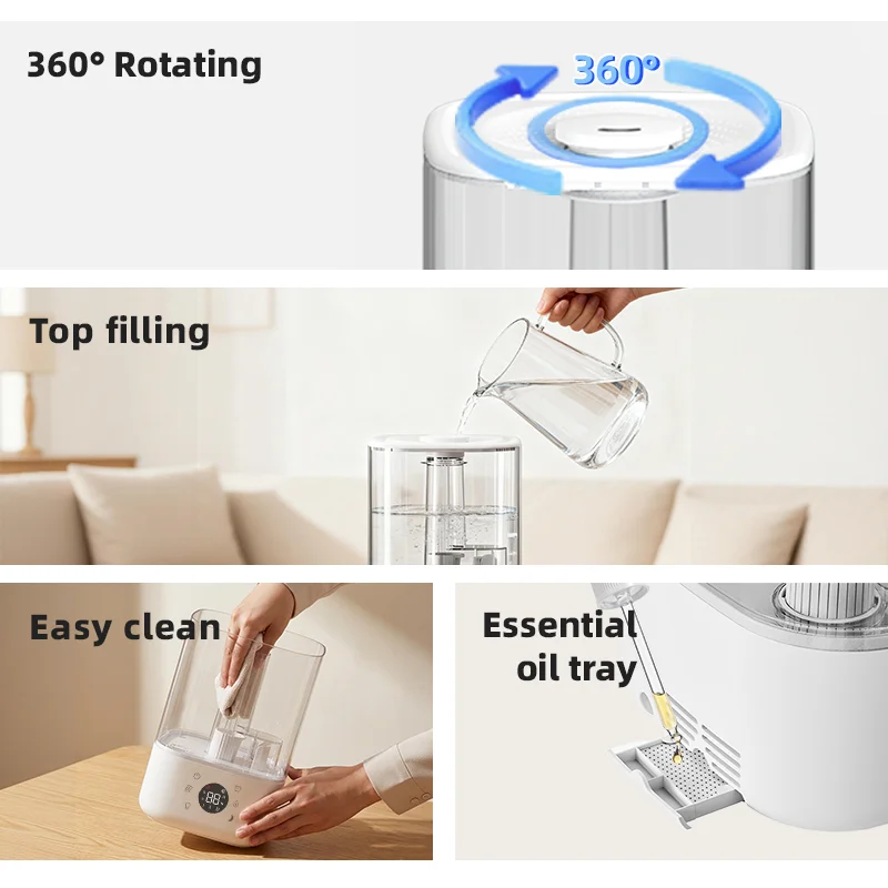 New Electric Cool Mist Humidificador Ultrasonic Commercial Ultrasonic air Smart Humidifiers for Whole House Home Room with Led
