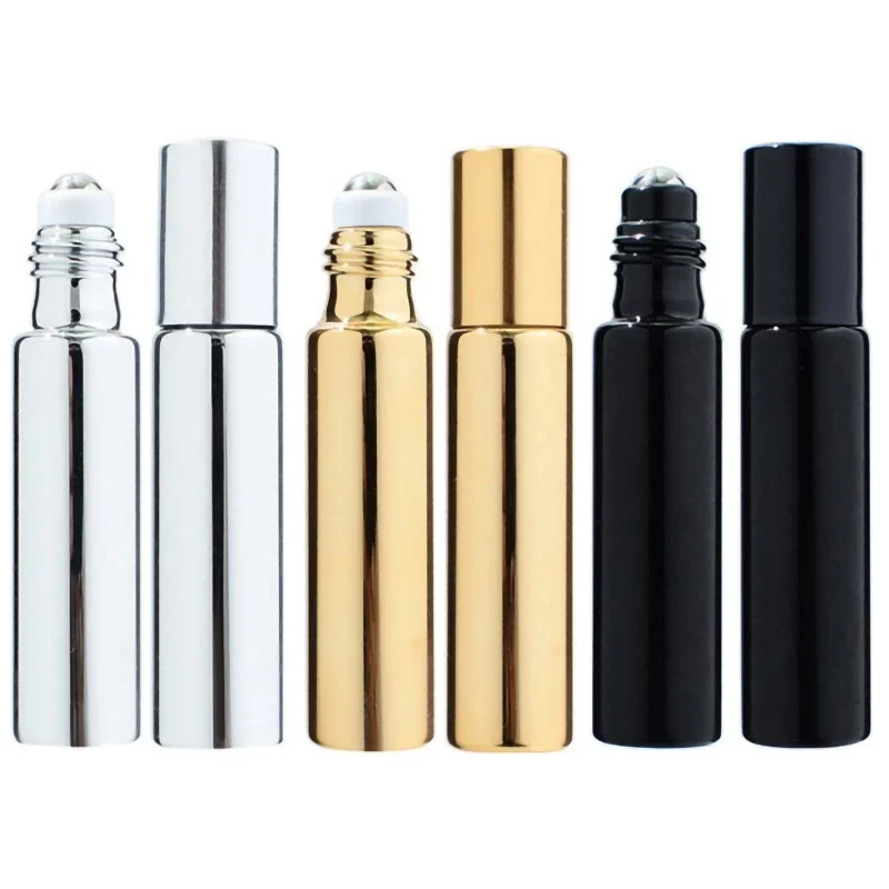 3/6/9PCS 10ML Metal Roller Refillable Bottle Essential Oils Roll-on Glass Perfume Bottles Travel Cosmetics Container