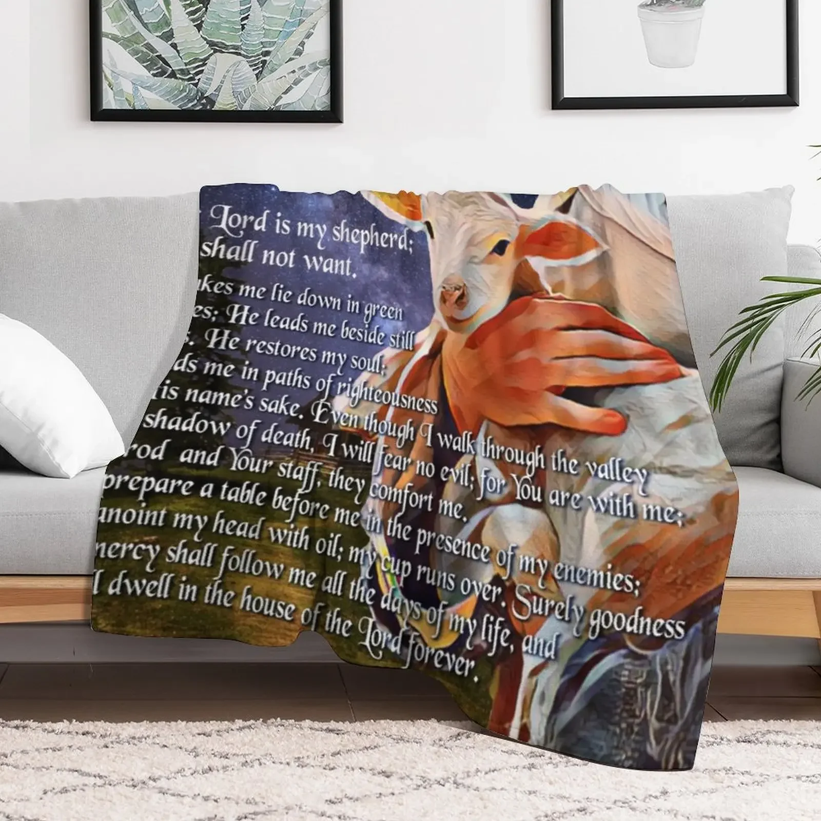 Psalm 23 Bible Verse Throw Blanket Warm Flannel Blanket for Couch Chair Bedroom