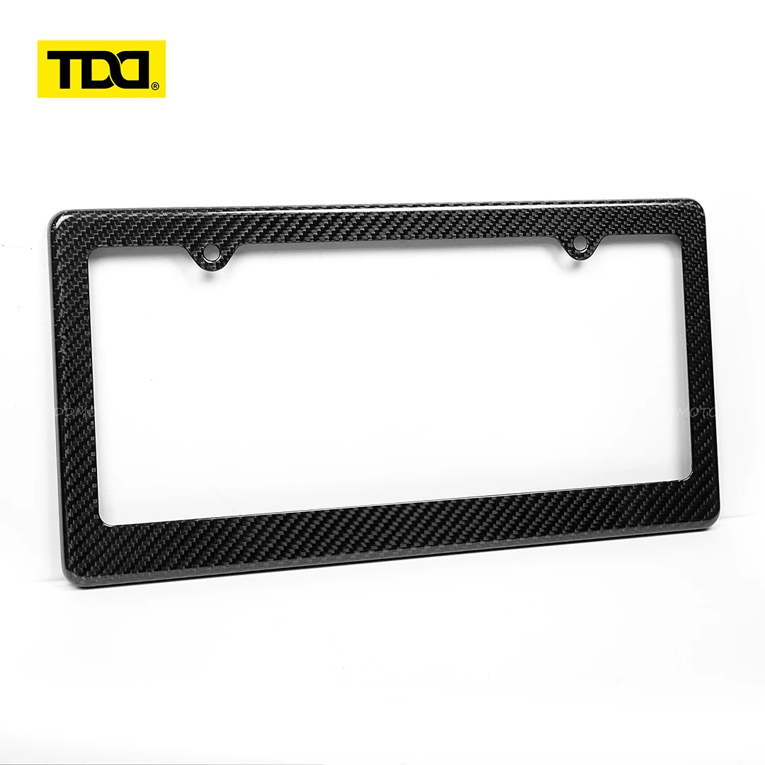 TDD Carbon Fiber License Plate Protection Framework License Plate Frame Holde for American 2 Hole Number Plate Decoration