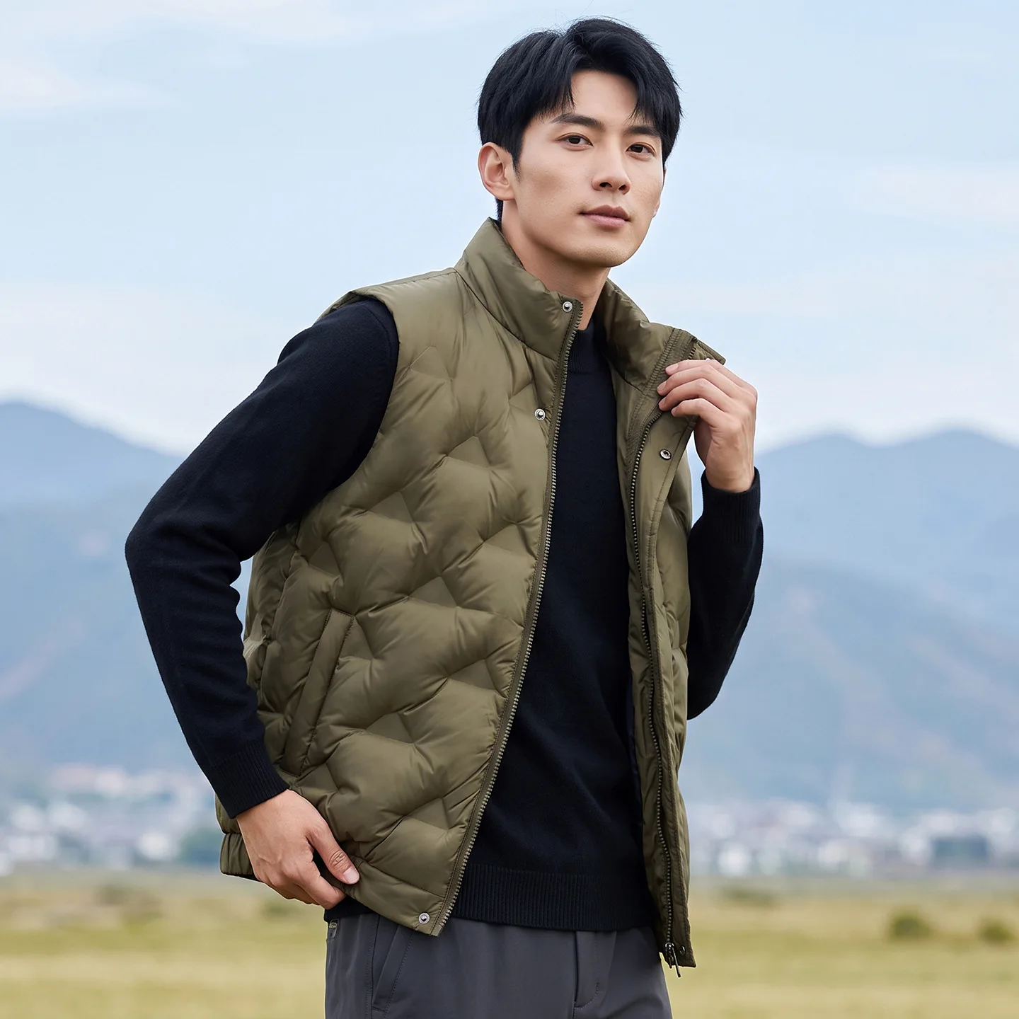 Cotton jacket New autumn-winter style fashionable for young students stand-up collar casual blazer trendy jacket vest