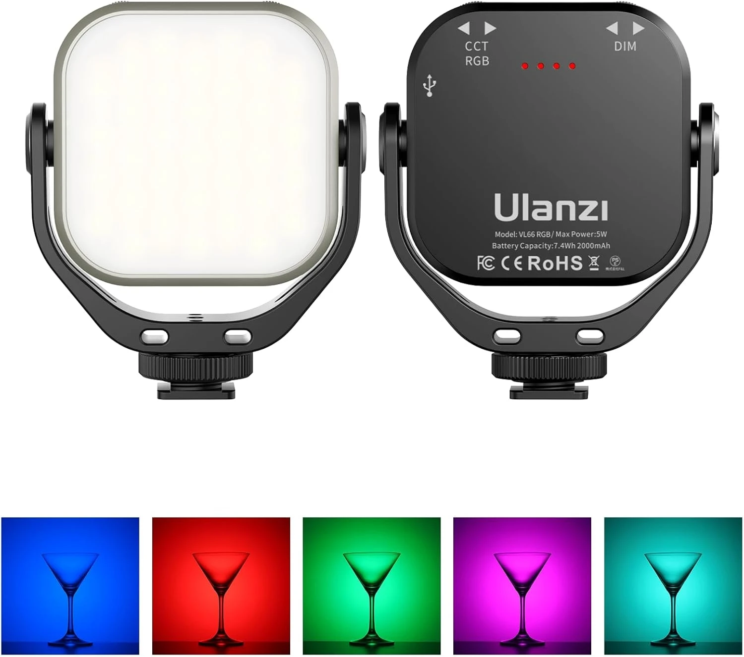 Ulanzi VL66 RGB LED Fill Lamp 2500-6500K Mini Camera Video Portable Light 2000mAh 95+ Dimmable for DSLR Camcorder Action Camera