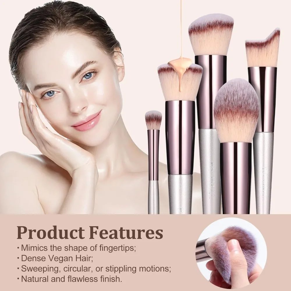BS-MALL Make-up-Pinsel-Set, 18-teilig, Premium-Synthetik, Foundation, Puder, Concealer, Lidschatten, Rouge, Make-up-Pinsel mit schwarzem Etui