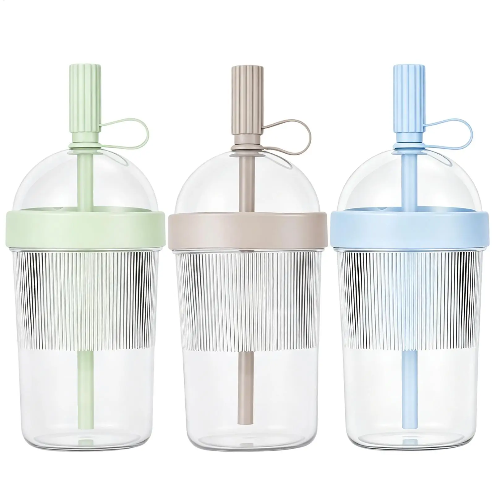 Transparent Portable Coffee Cup 500ml Leak-proof Reusable Plastic Travel Drinking Cup With Straw Office Outdoor Sports Tourists