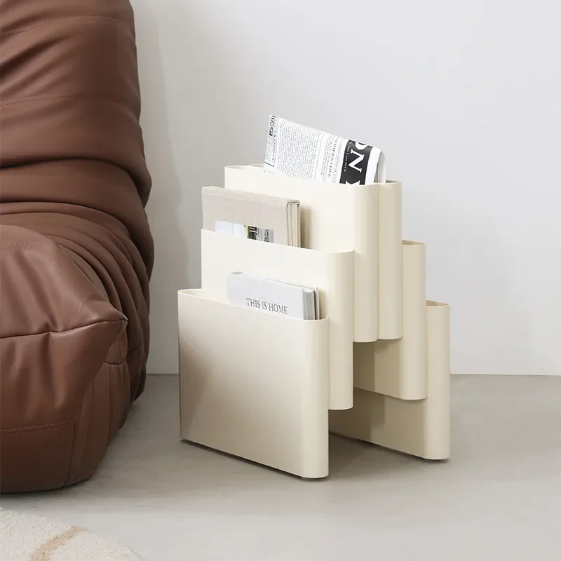 Nordic Creative Floor Standing Bookshelf Plastic Magazine Rack with Photo Base for Home Living Room Decor Display Storage