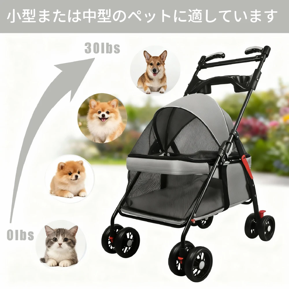 �y�Z�[�����z360°��]�L���X�^�[�t���y�b�g�J�[�g�^�܂肽���ݎ��L���p�x�r�[�J�[�^�y�ʁE�ʋC�����Q�E���ω׏d�E��e�ʎ��[�^�T�C�Y�F49×69×97cm�E�O���[�^���@�\�f�U�C���^�N���X�}�X�̃y�b�g�M�t�g�ɂ�������