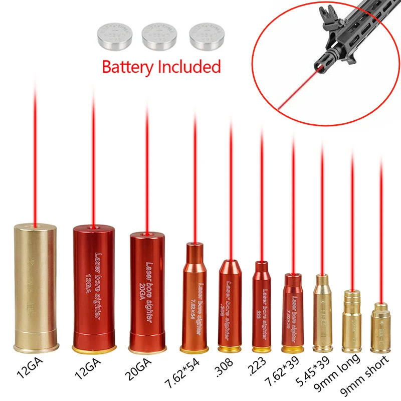 

Tactical Laser Bore Sight 9mm Cleaner Bullet Boresighter .177 22LR 12GA 20GA .223 .308 5.45x39 7.62x39 9x19mm Caliber Glock 1911