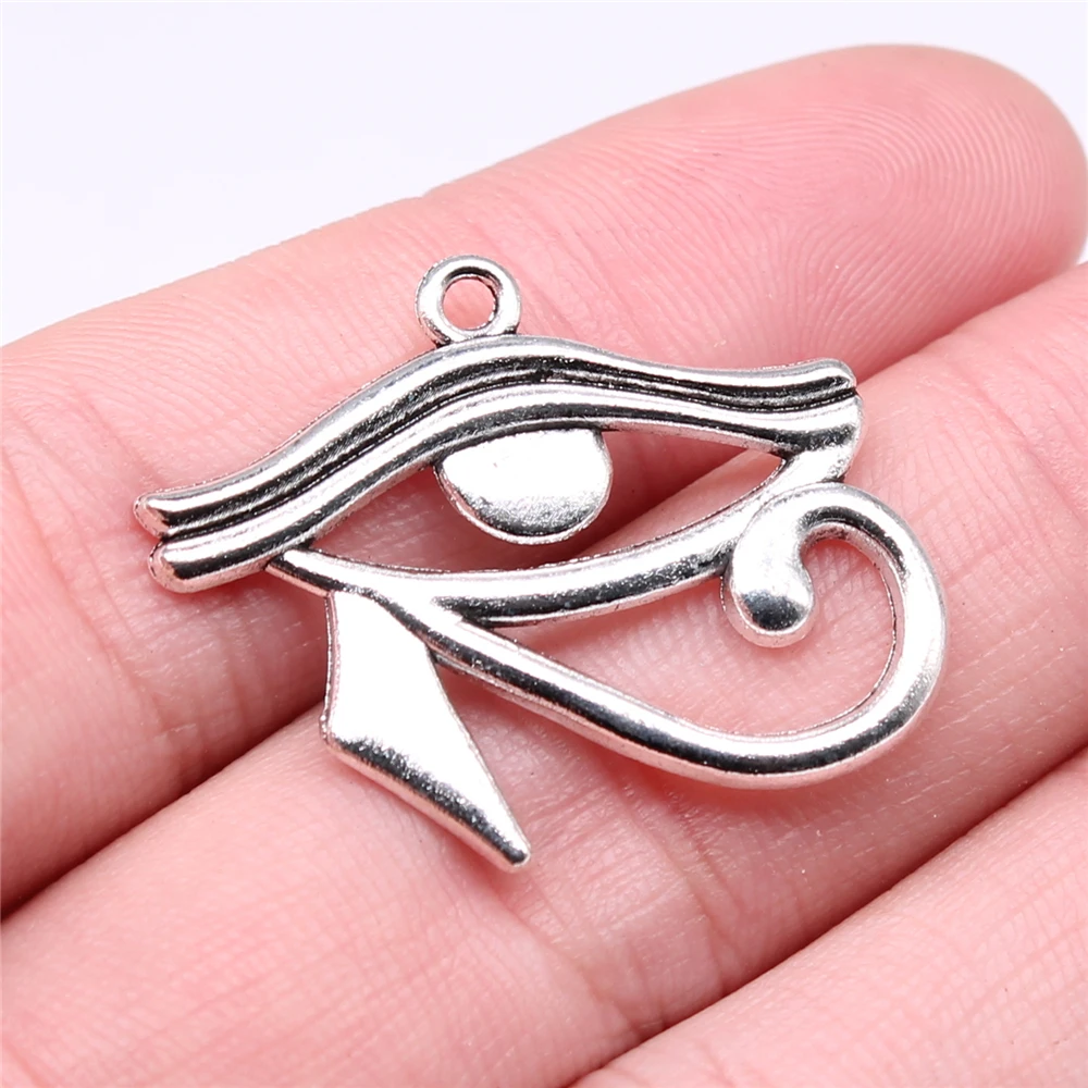 WYSIWYG 5pcs Charms Ancient Egypt Eye Of Horus 33x27mm Antique Silver Color Pendants Making DIY Handmade Finding Jewelry