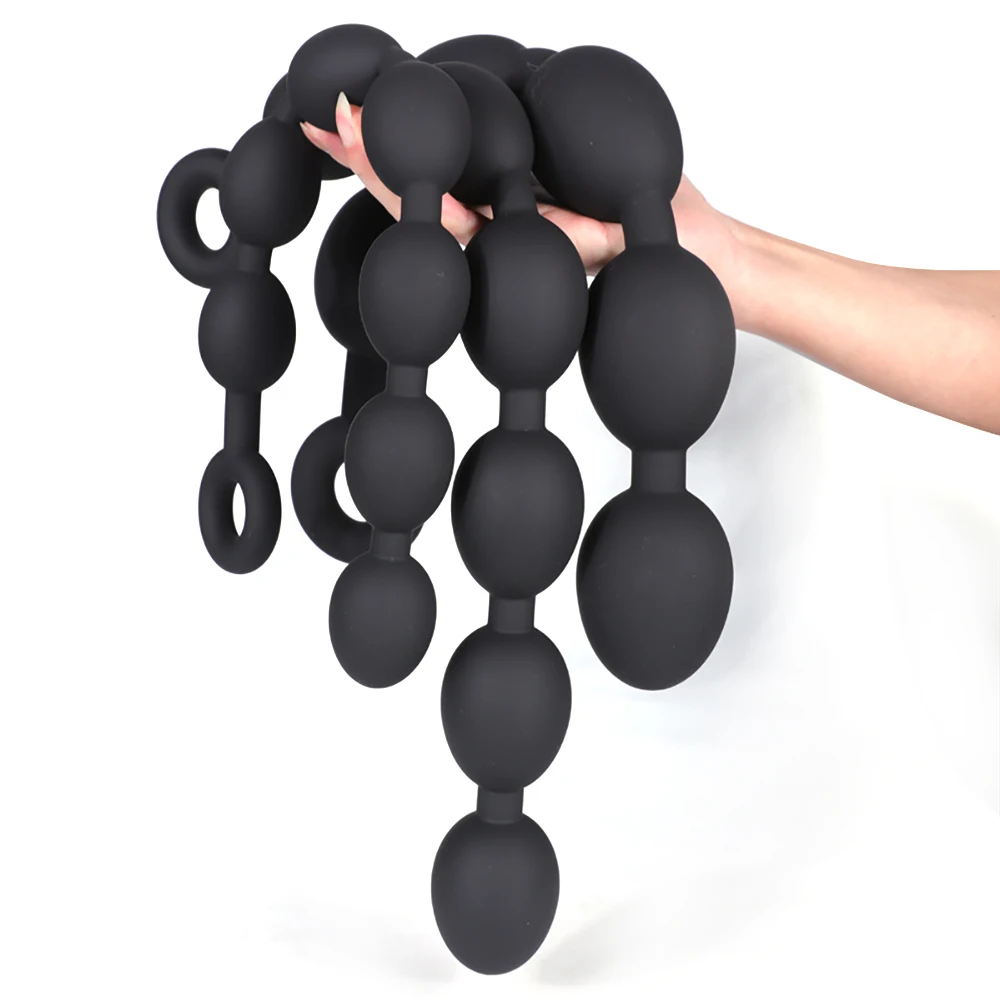 Eggs Shape Pull Beads Prostate Massage Long Deep Butt Anal Plug Liquid Medical Silicone Ovipositor Fun Sexual Toys For Men/Women - view 5
