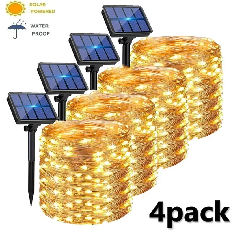 Outdoor Solar Lichtslingers LED Waterdichte Koperdraad Kerst Tuin Party Decor