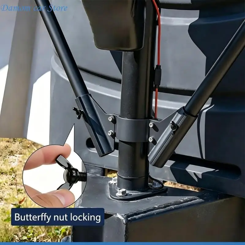 A2UC Sturdy Aluminum Trailer Flag Support For Camping Vehicle Having Two Flag Attachments And Drain Holes Fits 1 Inch Posts