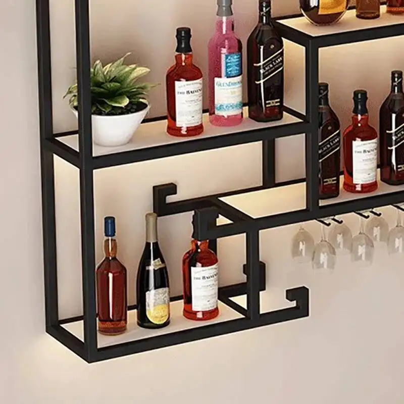 Metalen planken Alcoholkasten Wandmontage Scandinavisch restaurant Drankvitrinekast Drankjes Modern Angolo Barmeubilair