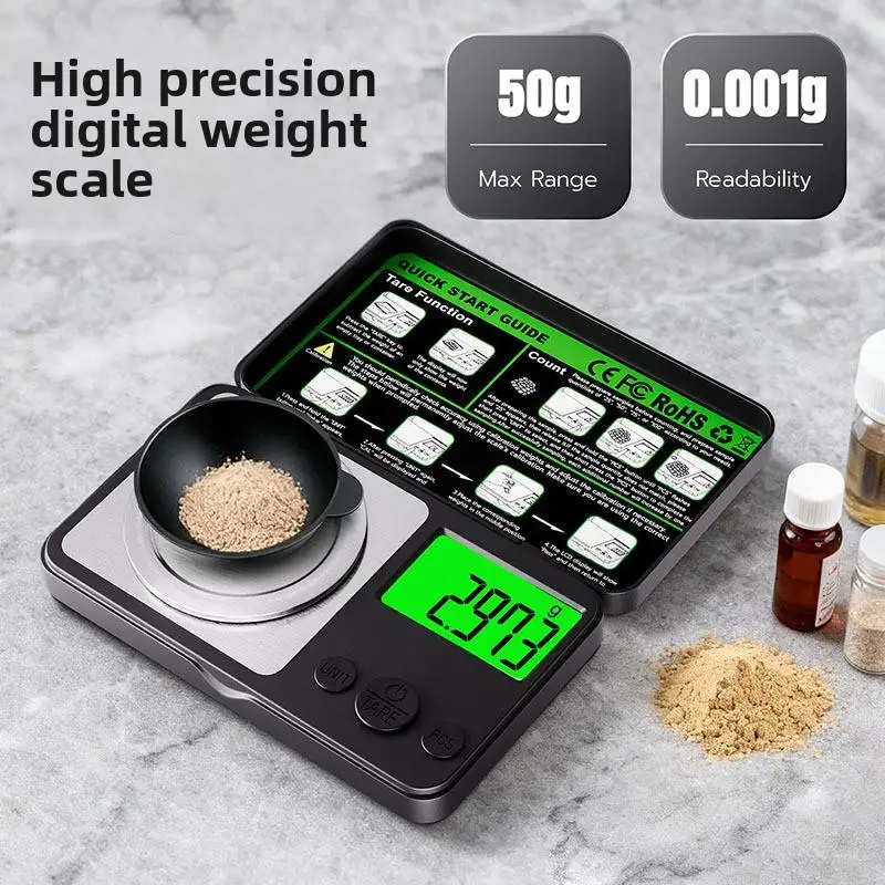 Mini High-Precision Digital Scale 100g with 0.001g Flap Pocket Pants for Jewelry Weighing Carat Scale Made of Durable Plastic