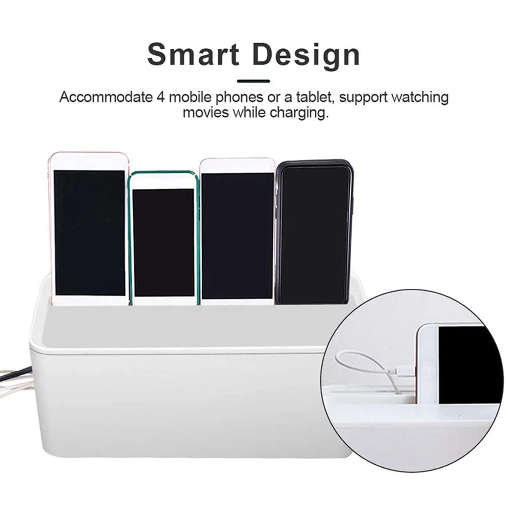 ABAH-2X Cable Management Box, ABS Cable Organizer Cord Hider Box, Computer Power Lines, Route Cables, Under Desk Power Strip