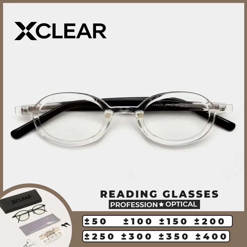 

XCLEAR Reading Glasses Retro Oval Small Classic Business Casual Lightweight Anti Blue Light UV400 Scratch Resistant Protective