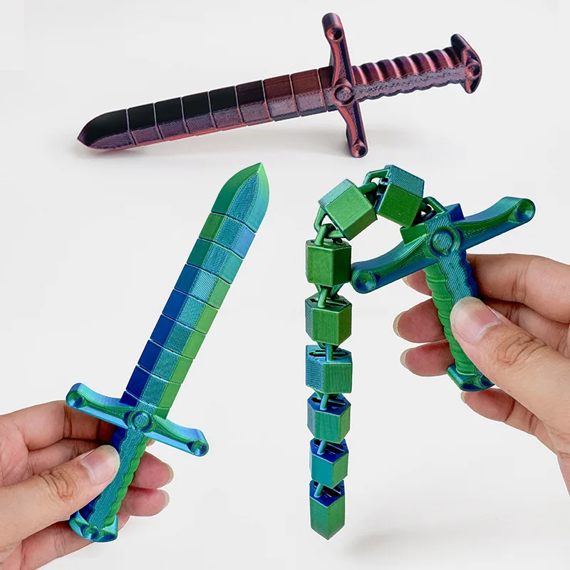 New 3D Printed Sword Movable Joint Simulation Sword Figurine Creative Home Office Desktop Ornament2026 New Year Gift Crafts Gift